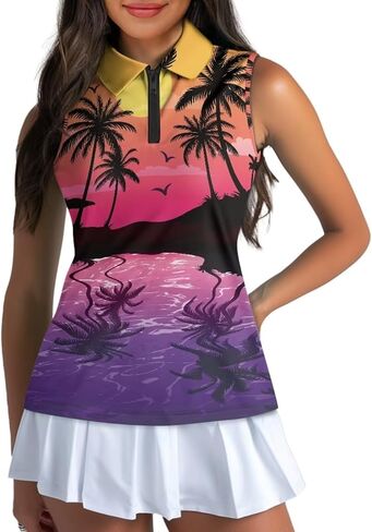 Women's Golf Shirts Sleeveless with Collar Moisture Wicking Tennis Tank Tops Ladies Athletic Shirt Golf Activewear in Saudi Arabia