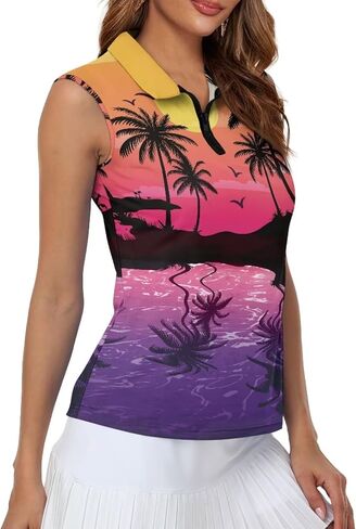Women's Golf Shirts Sleeveless with Collar Moisture Wicking Tennis Tank Tops Ladies Athletic Shirt Golf Activewear in Saudi Arabia