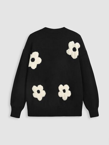CIDER Cardigan Sweaters for Women V Neck Floral Women's Cardigans Knit Button Down 2024 Fall in Kuwait