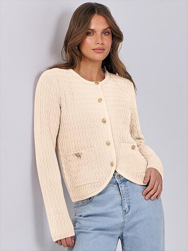 Caracilia Women's Cropped Cardigan Sweaters Open Front Button Down Knit Lady Jackets Outerwear with Pocktes 2024 Fall Clothes in Kuwait