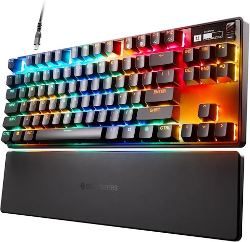 New SteelSeries Apex Pro TKL 2023 Ed. - أسرع لوحة مفاتيح ميكانيكية للألعاب في العالم - تشغيل قابل للتعديل - Esports Tenkeyless - شاشة OLED - RGB - أغطية مفاتيح PBT - USB-C (متجدد) in Kuwait