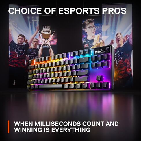 New SteelSeries Apex Pro TKL 2023 Ed. - أسرع لوحة مفاتيح ميكانيكية للألعاب في العالم - تشغيل قابل للتعديل - Esports Tenkeyless - شاشة OLED - RGB - أغطية مفاتيح PBT - USB-C (متجدد) in Kuwait