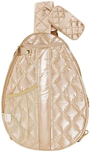 Jillian Bounce Berry Pink Striped 12 x 16 Inch Quilted Nylon Womens Pickleball Sport Sling Bag in Saudi Arabia