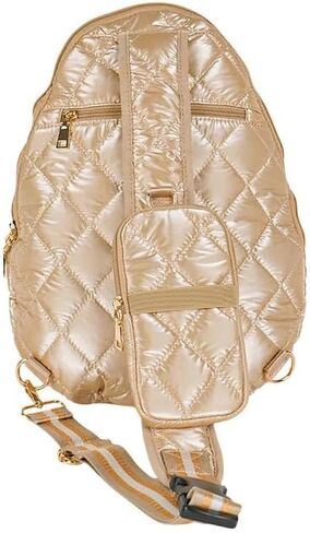 Jillian Bounce Berry Pink Striped 12 x 16 Inch Quilted Nylon Womens Pickleball Sport Sling Bag in Saudi Arabia