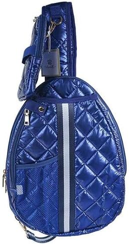 Jillian Bounce Berry Pink Striped 12 x 16 Inch Quilted Nylon Womens Pickleball Sport Sling Bag in Saudi Arabia
