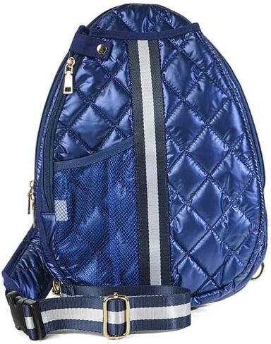 Jillian Bounce Berry Pink Striped 12 x 16 Inch Quilted Nylon Womens Pickleball Sport Sling Bag in Saudi Arabia