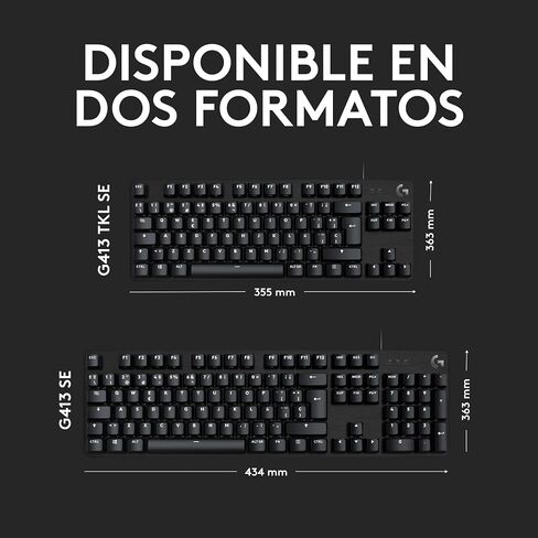 لوحة مفاتيح الألعاب الميكانيكية Logitech G413 TKL SE - لوحة مفاتيح بإضاءة خلفية مدمجة مع مفاتيح ميكانيكية تعمل باللمس، مضادة للظلال، متوافقة مع Windows وmacOS - ألومنيوم أسود (متجدد) in Saudi Arabia