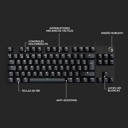 لوحة مفاتيح الألعاب الميكانيكية Logitech G413 TKL SE - لوحة مفاتيح بإضاءة خلفية مدمجة مع مفاتيح ميكانيكية تعمل باللمس، مضادة للظلال، متوافقة مع Windows وmacOS - ألومنيوم أسود (متجدد) in Saudi Arabia