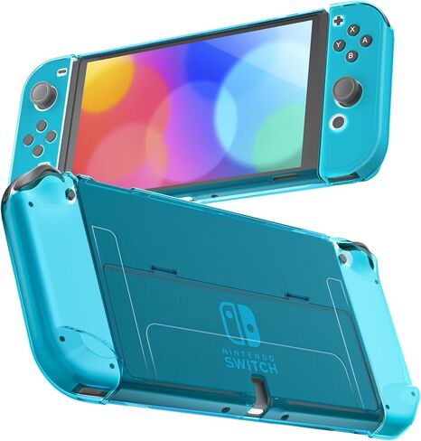 RHOTALL 3 in 1 Transparent Case for Nintendo Switch OLED, Clear Dockable Shell Compatible with Switch OLED and Controller, Comfort Grip Case with Shock-Absorption and Anti-Scratch Design in Kuwait