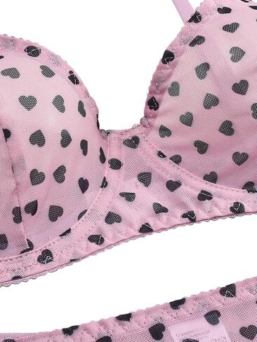 Lilosy Sexy Mesh Sheer Underwire Push Up Women 2 Piece Lingerie Set See Through Bra Panty in Saudi Arabia