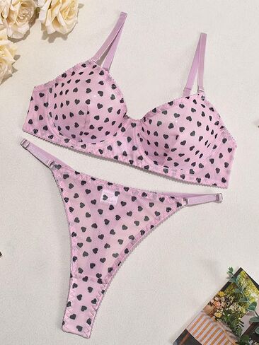 Lilosy Sexy Mesh Sheer Underwire Push Up Women 2 Piece Lingerie Set See Through Bra Panty in Saudi Arabia