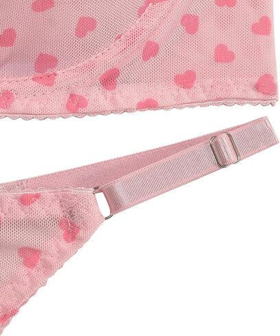 Lilosy Sexy Mesh Sheer Underwire Push Up Women 2 Piece Lingerie Set See Through Bra Panty in Saudi Arabia