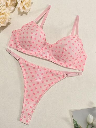 Lilosy Sexy Mesh Sheer Underwire Push Up Women 2 Piece Lingerie Set See Through Bra Panty in Saudi Arabia