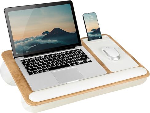 LAPGEAR Home Office Lap Desk with Device Ledge, Mouse Pad, and Phone Holder - Oak Woodgrain - Fits up to 15.6 Inch Laptops - Style No. 91589 in Saudi Arabia