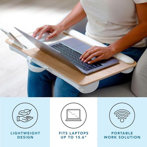 LAPGEAR Home Office Lap Desk with Device Ledge, Mouse Pad, and Phone Holder - Oak Woodgrain - Fits up to 15.6 Inch Laptops - Style No. 91589 in Saudi Arabia