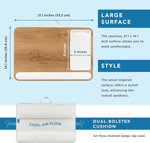 LAPGEAR Home Office Lap Desk with Device Ledge, Mouse Pad, and Phone Holder - Oak Woodgrain - Fits up to 15.6 Inch Laptops - Style No. 91589 in Saudi Arabia