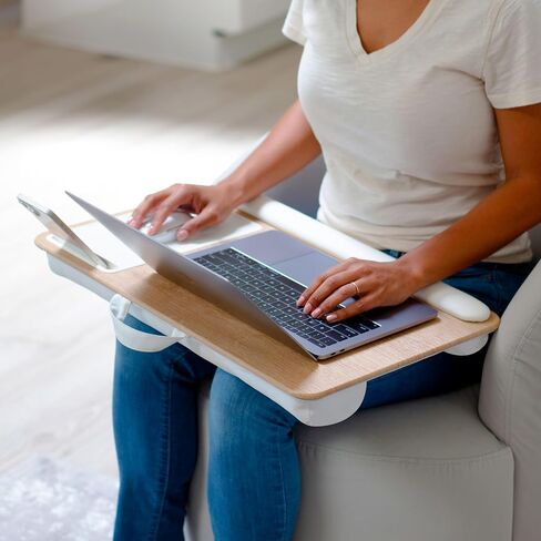 LAPGEAR Home Office Lap Desk with Device Ledge, Mouse Pad, and Phone Holder - Oak Woodgrain - Fits up to 15.6 Inch Laptops - Style No. 91589 in Saudi Arabia