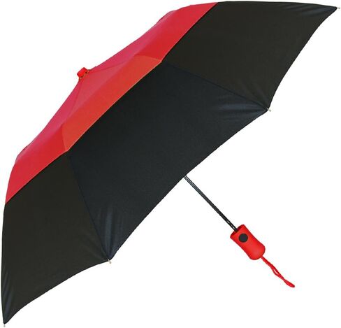 The Vented Color Crown 42" Automatic Open Compact Windproof Travel Umbrella, Lightweight Folding Umbrella for Rain, Two Tone Wind Vent Portable Umbrella for Men & Women, Orange/Black in Kuwait