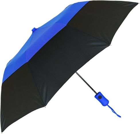 The Vented Color Crown 42" Automatic Open Compact Windproof Travel Umbrella, Lightweight Folding Umbrella for Rain, Two Tone Wind Vent Portable Umbrella for Men & Women, Orange/Black in Kuwait