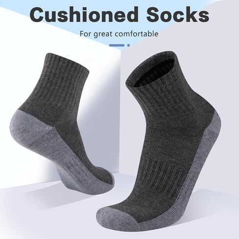 Heatuff Mens Cushioned Ankle Socks, Comfort Athletic Running Casual Quarter Socks (8 pairs) in Kuwait