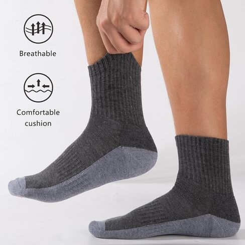 Heatuff Mens Cushioned Ankle Socks, Comfort Athletic Running Casual Quarter Socks (8 pairs) in Kuwait