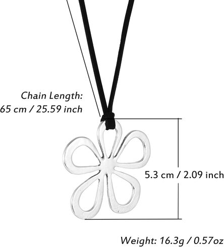 RINHOO FRIENDSHIP Boho Choker Necklace for Women Black Leather Necklace Multi Ring Flower Heart Pendant Choker Necklace for Women Boho Jewelry Gift in Saudi Arabia