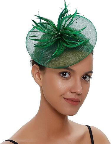 Veewon Women Elegant Fascinator Hat Mesh Net Headband Bridal Hair Clip Accessories Cocktail Party Festival Cap (Gold) in Saudi Arabia