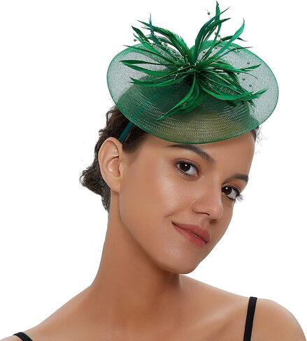 Veewon Women Elegant Fascinator Hat Mesh Net Headband Bridal Hair Clip Accessories Cocktail Party Festival Cap (Gold) in Saudi Arabia