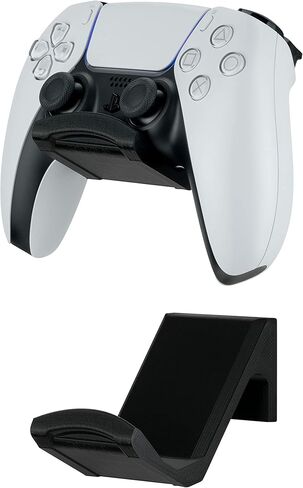 حامل وحدة التحكم في الألعاب BRAINWAVZ PS5 (عبوة من قطعتين) لجهاز Playstation PS5 DualSense Gamepad، تصميم خطافي، بدون ضرر أو لاصق (أسود) in Saudi Arabia