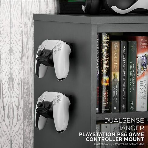 حامل وحدة التحكم في الألعاب BRAINWAVZ PS5 (عبوة من قطعتين) لجهاز Playstation PS5 DualSense Gamepad، تصميم خطافي، بدون ضرر أو لاصق (أسود) in Saudi Arabia