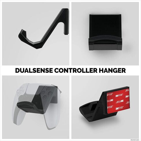 حامل وحدة التحكم في الألعاب BRAINWAVZ PS5 (عبوة من قطعتين) لجهاز Playstation PS5 DualSense Gamepad، تصميم خطافي، بدون ضرر أو لاصق (أسود) in Saudi Arabia