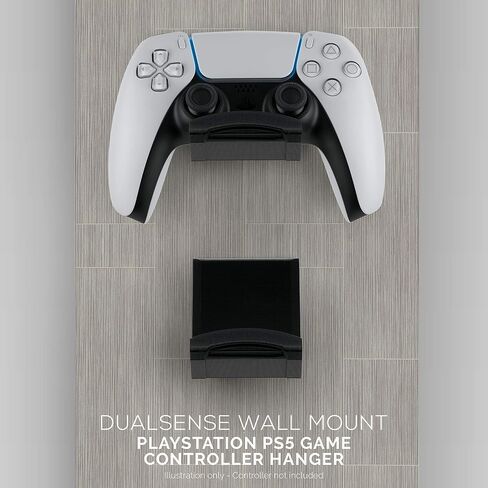 حامل وحدة التحكم في الألعاب BRAINWAVZ PS5 (عبوة من قطعتين) لجهاز Playstation PS5 DualSense Gamepad، تصميم خطافي، بدون ضرر أو لاصق (أسود) in Saudi Arabia