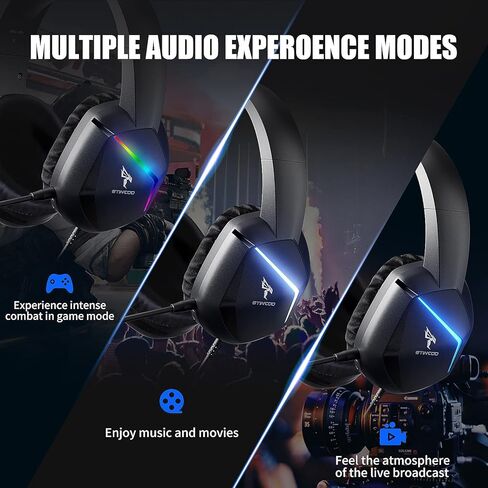 SOMIC 2.4G Wireless Gaming Headset with Microphone for PS5, PS4, Computer Gamer Headphone with Stereo Sound, Detachable Mic, Soft Earmuffs, RGB LED Light, 10H+ Playtime (Xbox one in Wired Mode) GS401 in Kuwait