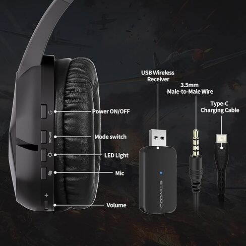 SOMIC 2.4G Wireless Gaming Headset with Microphone for PS5, PS4, Computer Gamer Headphone with Stereo Sound, Detachable Mic, Soft Earmuffs, RGB LED Light, 10H+ Playtime (Xbox one in Wired Mode) GS401 in Kuwait