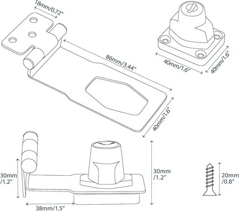 Alise Hasp Lock Right Angle 90°,Door Hinge Lock with Keys Clasp Latch Hinges Locks for Doors,2.5 Inch Black Chest Latches,without Padlock in Kuwait