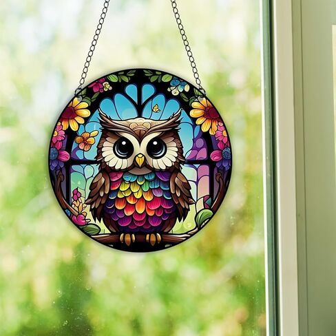 ykendz فلامنغو الاكريليك نافذة الشنق، 11.8in ساحة زخرفة الاكريليك الجدار الملون لوحات ديكور نافذة ديكور فني لغرفة النوم مكتب حديقة المطبخ (فلامنغو) in Kuwait