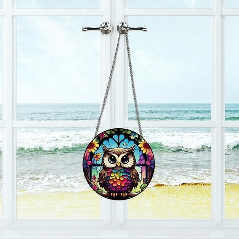 ykendz فلامنغو الاكريليك نافذة الشنق، 11.8in ساحة زخرفة الاكريليك الجدار الملون لوحات ديكور نافذة ديكور فني لغرفة النوم مكتب حديقة المطبخ (فلامنغو) in Kuwait