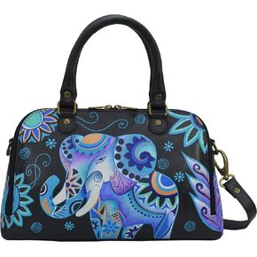 Anna by Anuschka Women's Hand-painted Leather Wide Organizer Satchel
