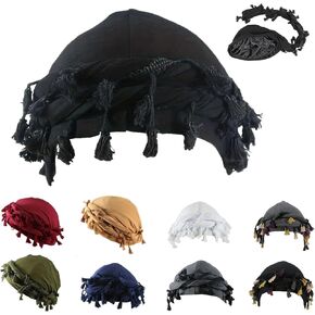 Silk Lined Turban for Men, Halo Turban for Women Durag Beanie Pre-Tied Tassel Turban Twist Head Wraps Cap Turban Hat