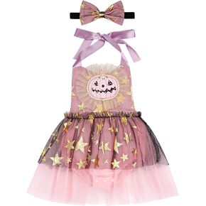 ODIZLI Newborn Baby Girls Halloween CostumePumpkin Romper Dress and Headband 2pcs set in Kuwait