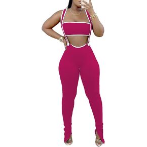 2 Piece Sets for Women Summer Outfits Sexy Tube Crop Tops Bodycon Flare Pants Sets Vacation Jumpsuits Club Outfits