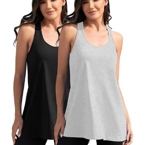 TAIPOVE Workout Extra Long Tank Tops for Women Loose Fit Base Undershirts Tunic Tank Yoga Tops 2 Pack