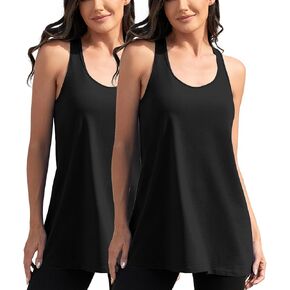 TAIPOVE تجريب اضافية طويلة تانك القمم للنساء فضفاضة تناسب قاعدة الملابس الداخلية سترة تانك اليوغا القمم 2 حزمة in Kuwait