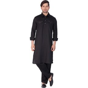 Elina fashion Men's Tunic Cotton Pathani Style Set Indian Pakistani Traditional Wear