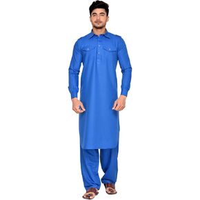 Elina fashion Men's Tunic Cotton Pathani Style Set Indian Pakistani Traditional Wear in Kuwait