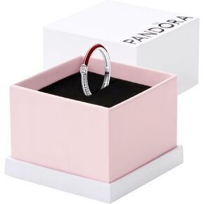 Pandora ME Pavé & Red Dual Ring - Silver Ring for Women - Layering or Stackable Ring for Women - Gift for Her - Sterling Silver with Clear Cubic Zirconia - With Gift Box