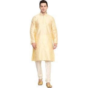 Men's Tunic Art Silk Kurta Pajama Pyjama Set with Embroidery Work Indian Clothing Wedding Party Dress Gifts Items