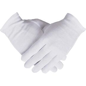100% Cotton Gloves, White Cotton Gloves for Women Dry Hands Eczema Serving - Archival Coin Jewelry Inspection Gloves(1 Pairs)