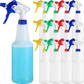 Eaasty 12 Pack Plastic Spray Bottles 25 oz Leak Proof Mist Spraying Bottles Safe Squirt Bottle Refillable with Adjustable Head and Measurements for Bleach Rubbing Cleaning (Blue)