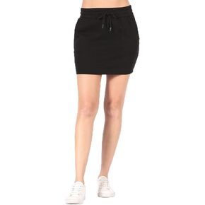 Solid Fleece Drawstring Mini Skirt with Pockets